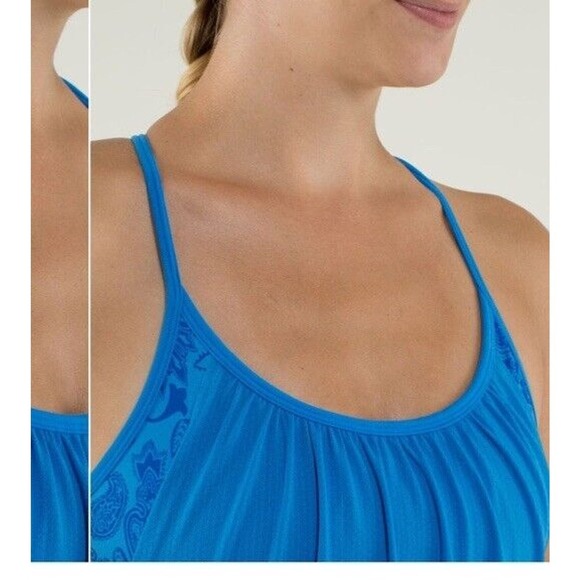Lululemon No Limits Tank Cornflower / Paisley activewear workout spring blue - Picture 2 of 9